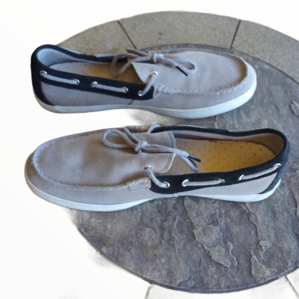 SUEDE TOP SIDERS BOAT SHOE COLE HAAN WORN 1X DOCK SIDERS BLUE SUEDE SHOES NUBUCK - Picture 4 of 9